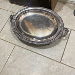 Large Vintage, Heavy, Silver Plate, Hot Water Tray.