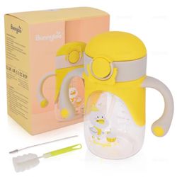 Bunnytoo Baby Sippy Cup With Weighted Straw For Infants 6-12 Months, 8oz Toddler Drinking W/ Handle