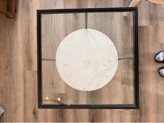 Modern Glass & White Marble Square Table Set (2 Pieces)