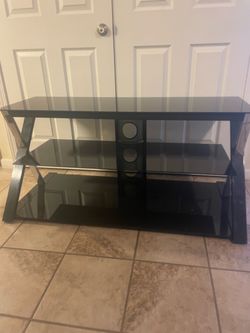 Black glass tv stand