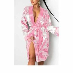 MONEY PRINT SILK ROBE $30