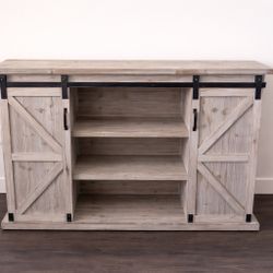 Rustic Farmhouse TV Stand / Console – Sliding Barn Doors