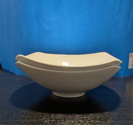 Set of 2 AXA Porcelaine White Square Serving Bowls 10.5" Made in Romania