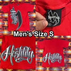 Vintage Y2K Hostility Clothing Red T-Shirt Mens Size Small