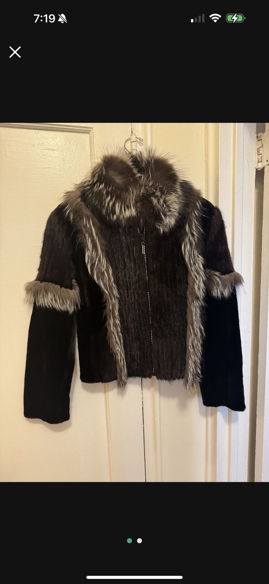 Raccoon & Velvet Fur Coat size small great condition