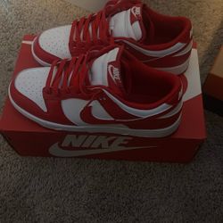 Red and white dunks