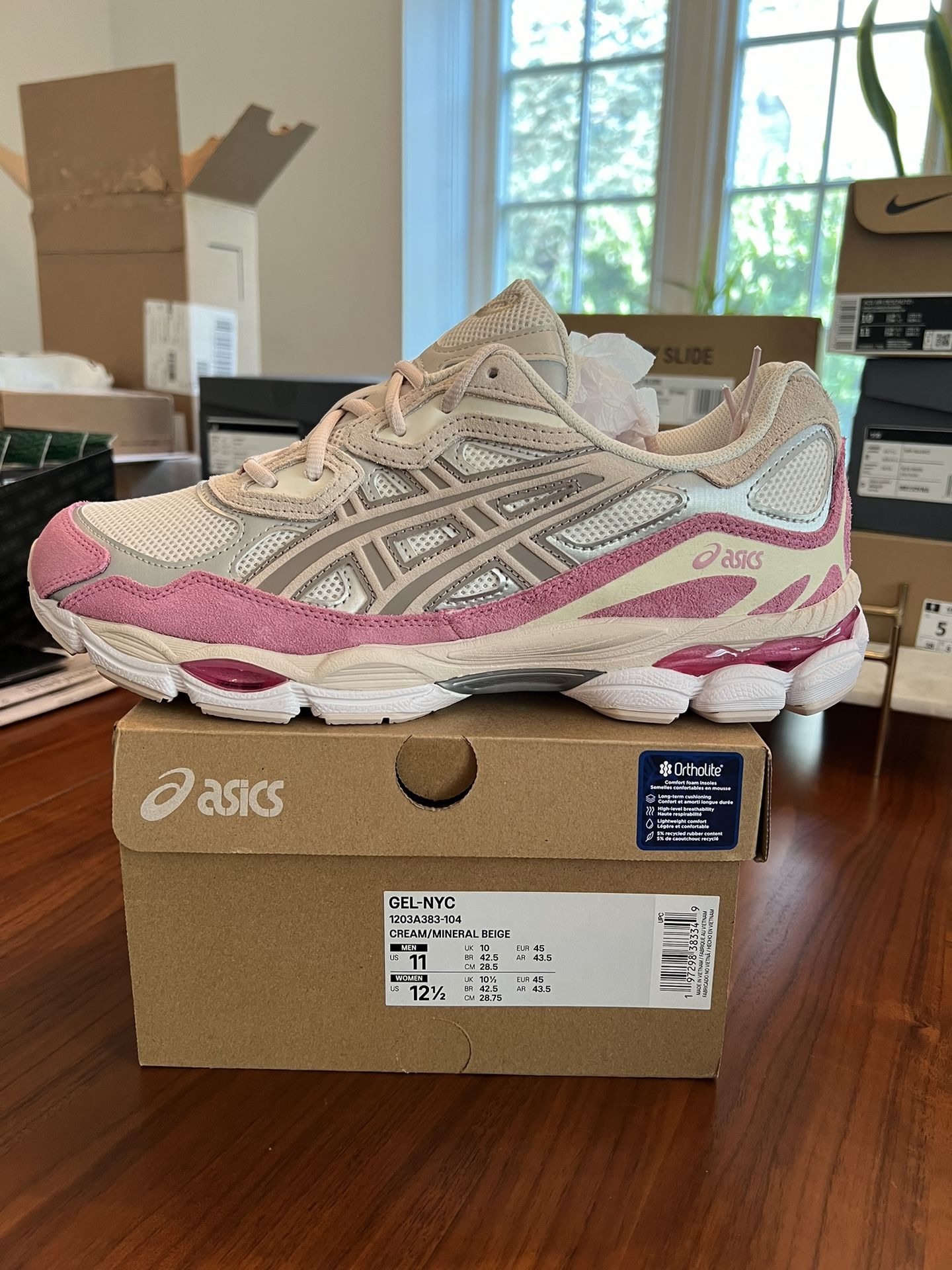 ASICS Gel NYC Cream Mineral Beige Pink Size 11 NEW