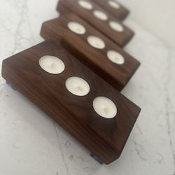 Handmade Walnut Tea Light Candle Holder 