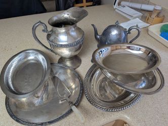 Old silver plated dishware. $30