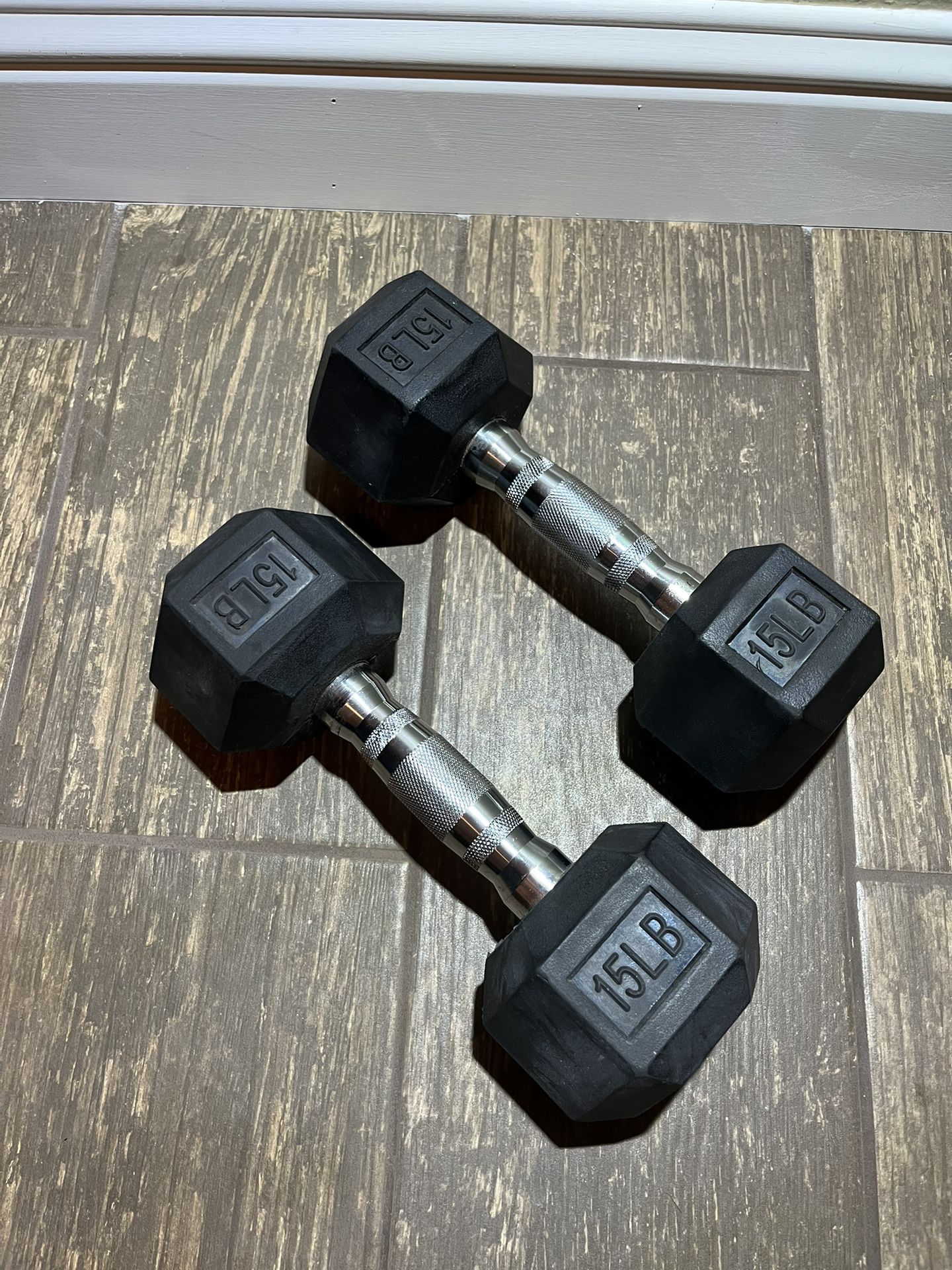 Rubber Coated Dumbbell Set - 15 lbs 