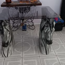 New Smoke Glass 41"×27" Desk W/ Zebra Legs 32"×22"..cleaning Out Storage 