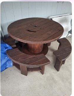 Handcrafted Rustic Wooden Table Set – For Sale!