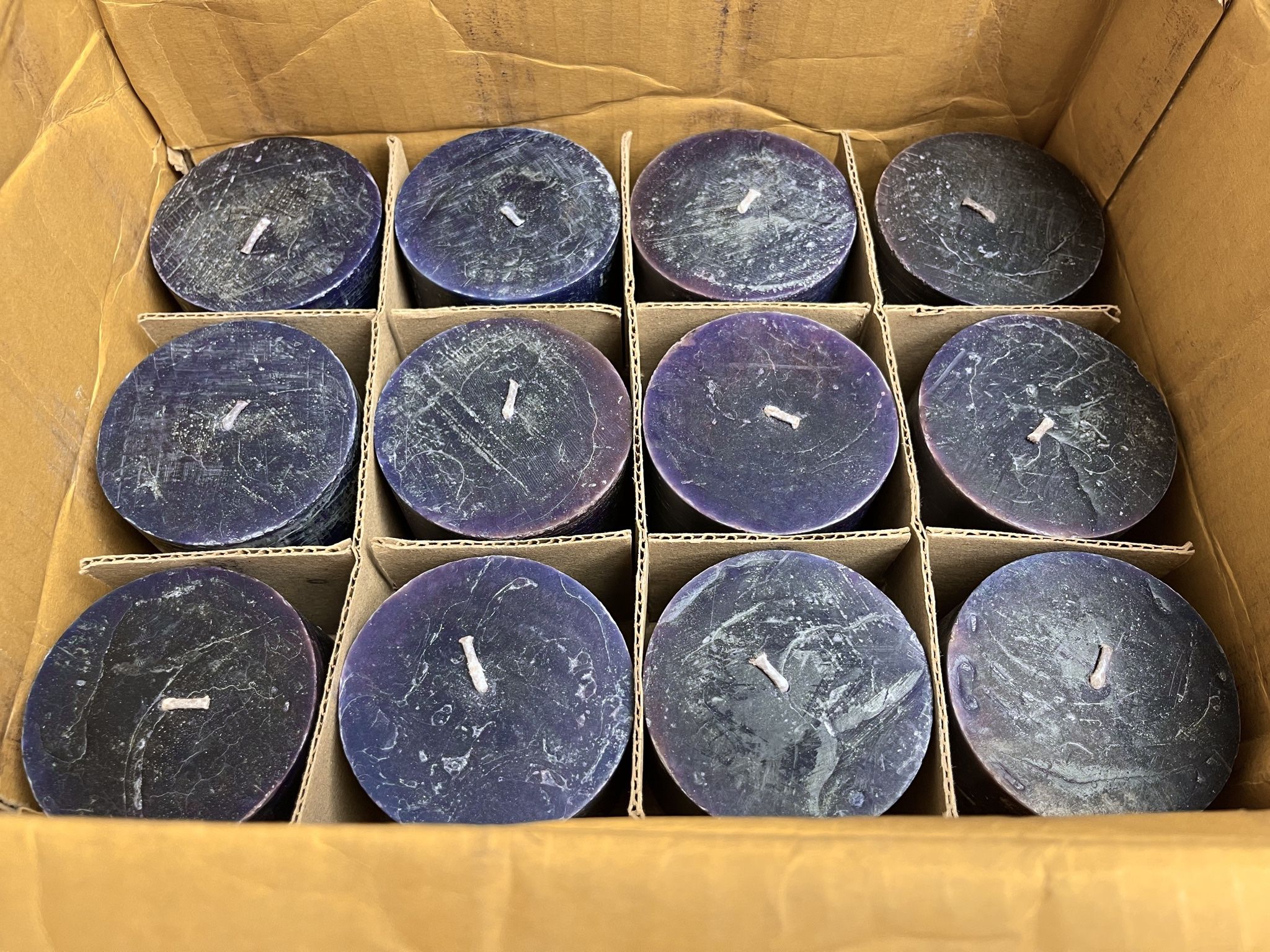 3” X 3” Purple Pillar Candles 36 Total Candles