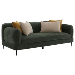 Modern Chenille Upholstered Modern Track Arm Sofa Green Couch Verde
