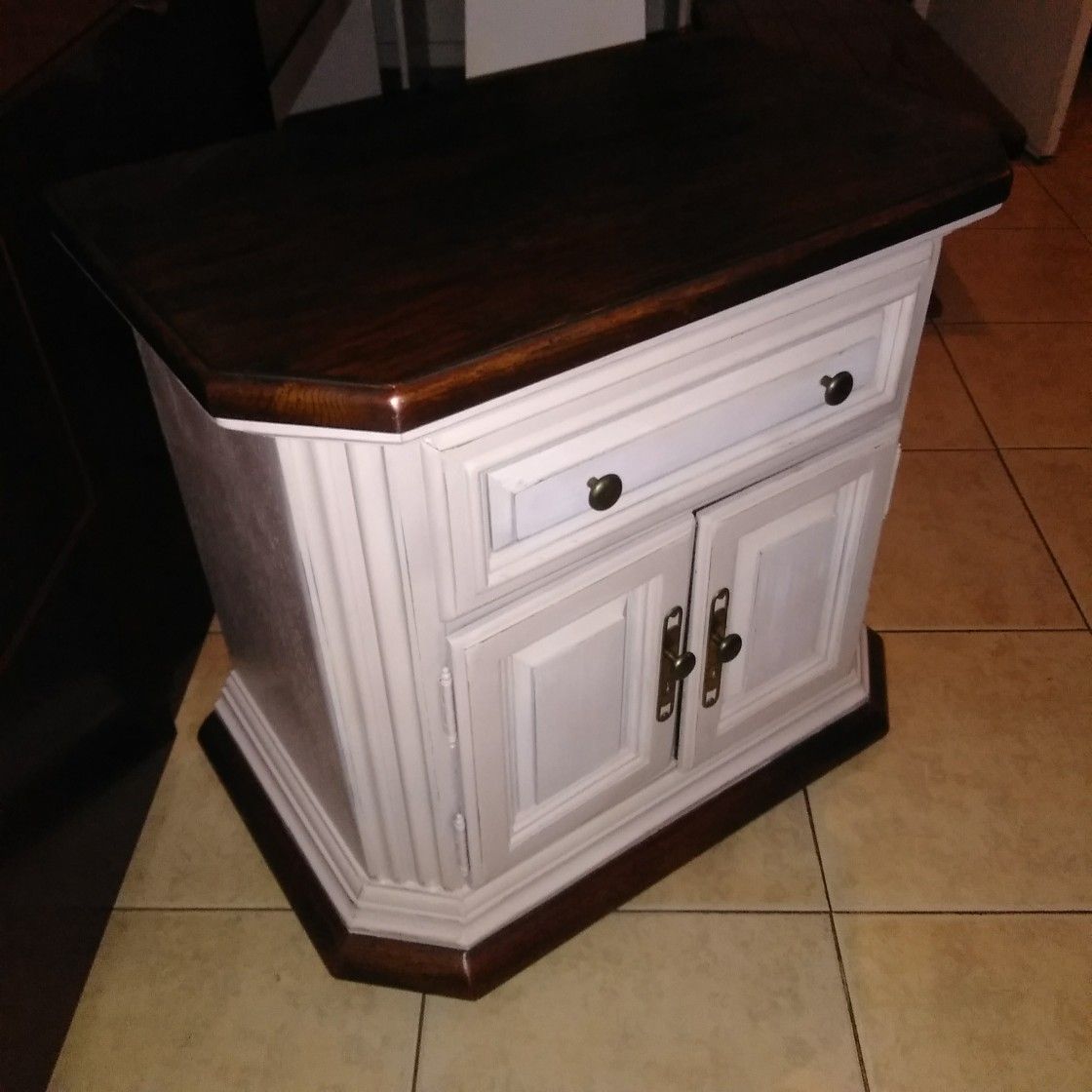 Shabby chic farm house night stand drawer and a cabinet