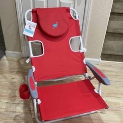 Brand New Red Ostrich On Your Back Folding Chaise Lounge Chair Beach