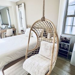 Beautiful Light Wood Hanging Chair - Indoor or Outdoor