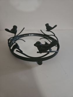 7"  Black Metal Bird Design Mirror Tray - Valerie Parr Hill Collection
