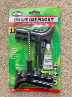 Slime 2040-A Tire Repair Plug Kit, Deluxe, Contains Strings, Tools and Glue,