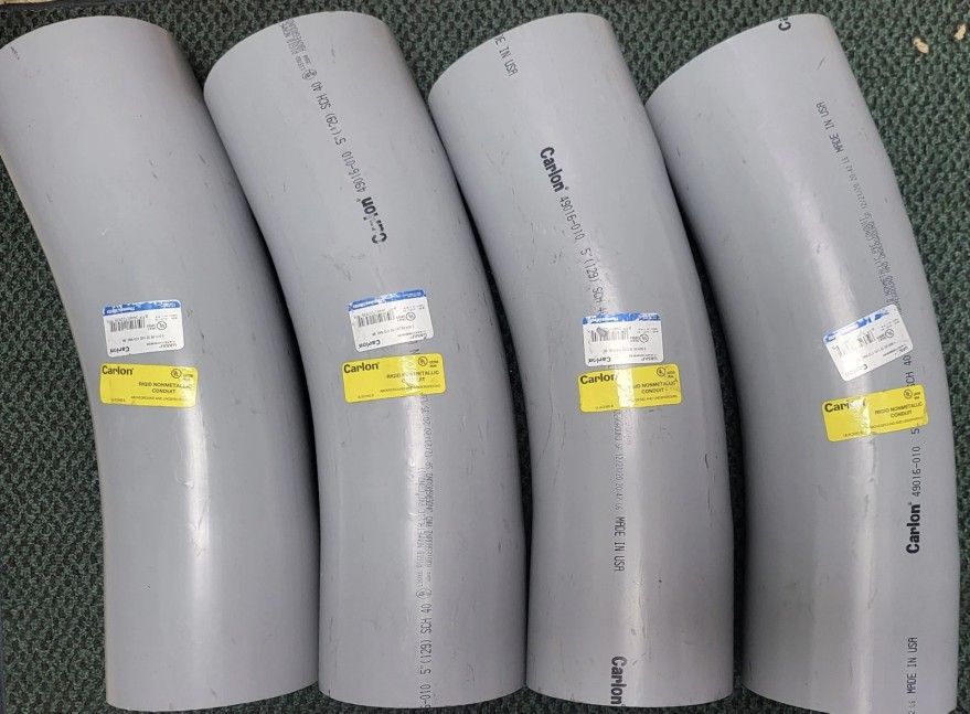 4 PIECE 5" DIAMETER CARLON UA5AP RIDGID NON-METALLIC SCHEDULE 40 CONDUIT PIPES