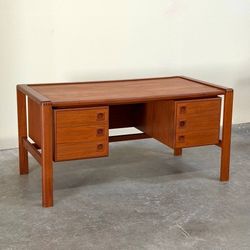 Danish Teak Desk by H.P. Hansen - Scandinavian MCM Executive Writing Desk 1960s