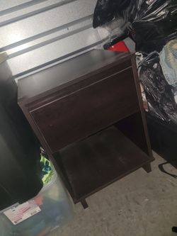 Brown side table with drawer