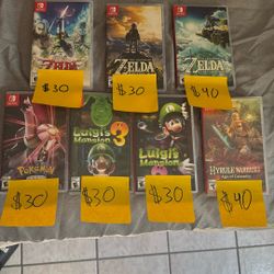 Nintendo Switch Games (Zelda, Pokemon, Luigi’s Mansion)