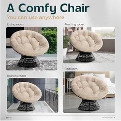 Papasan Outdoor & Indoor Chair - Black Frame and Sand (Light Brown) Cushion