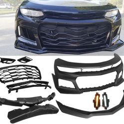 Fits 16-18 Chevy Camaro ZL1 Style Front Bumper Cover Turn Signal DRL Fog Lights