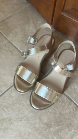 Calvin Klein Gold Strappy Wedge Sandals