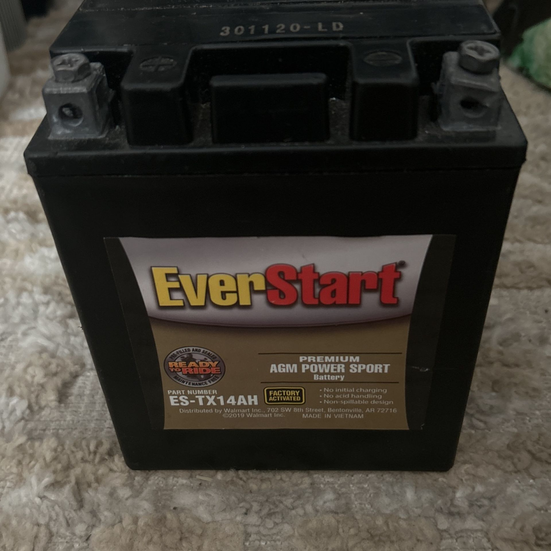 $30 Everstart Premium AGM Power Sport Battery ES-TX14AH