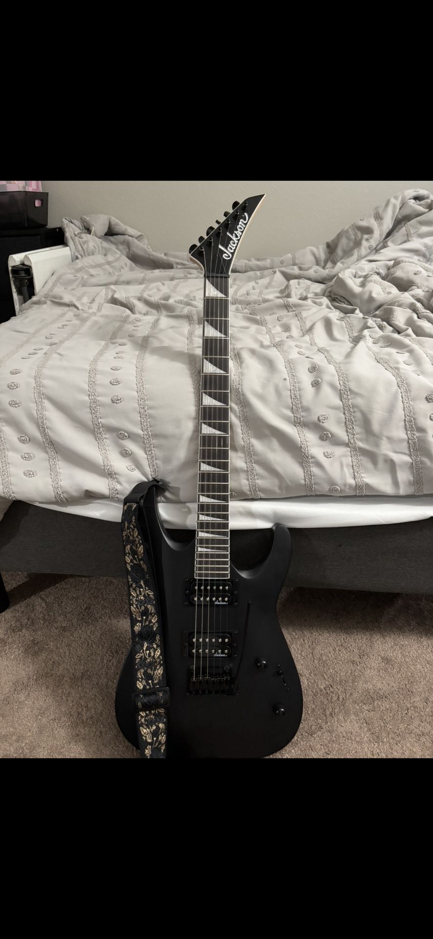 Jackson Electric Guitar With Fender Amp And Multi Effects Processor With Effects Pedal