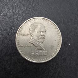 1987 ASSASINATED President Madero 500 Peso Vintage Commemorative Mexican Coin