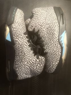 Size 10.5 Men Nike Air Jordan 5 V Retro 3Lab5 ELEPHANT PRINT/Gamma Blue Basketball Shoes