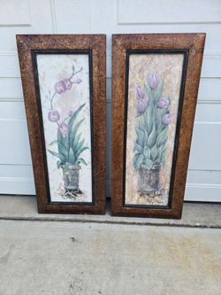 Various framed photos with hangers and front glass, various sizes