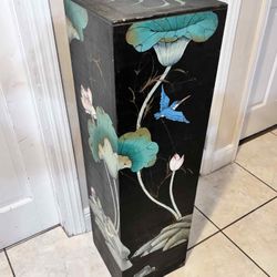 Vintage Chinese Lacquer Pedestal Lamp Stand 42”H