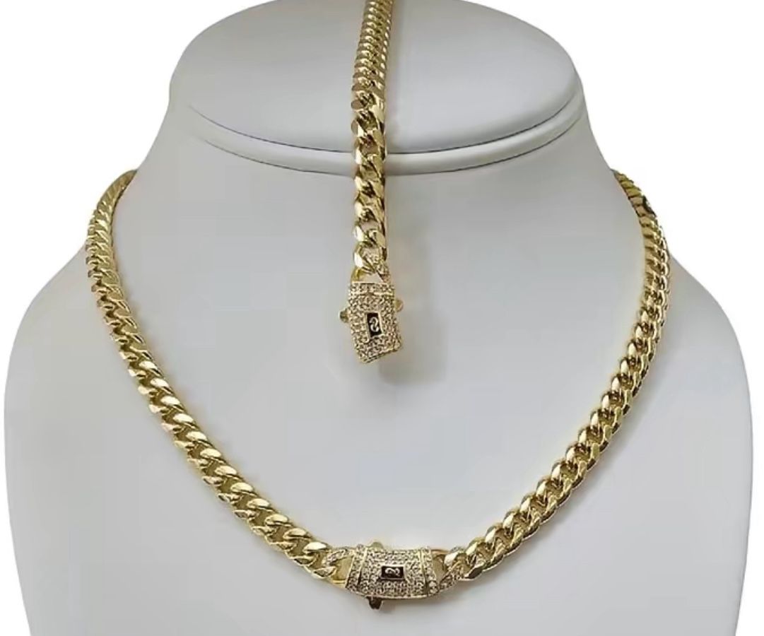 Chain And Bracelet Set 14k Gold Plated -6mm- 18”