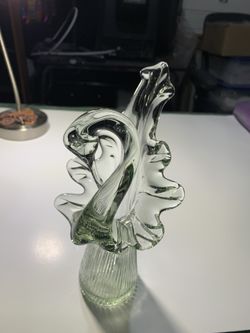 Vintage 1970’s Clear Blown Glass Swan Vase