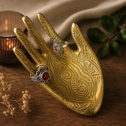 Brass Hand Ring and Jewelry Catchall Dish