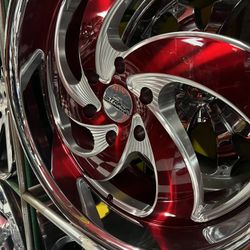 😮22” Candy Red Strada Wheels 🙊