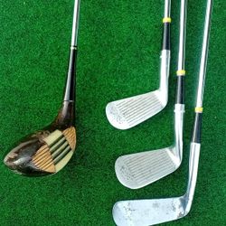 Vintage Golf Clubs - Driver, 2 & 7 Irons, Putter -Free With Another Purchase
