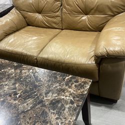 Leather Couches Sofa Loveseat Table Set 