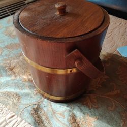 Antique Wooden And Brass Ice Bucket