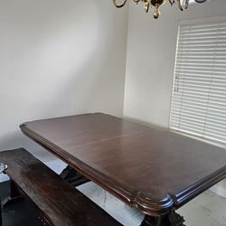 Solid Wood Dining Table With Bench