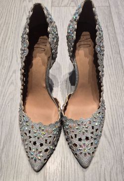 INC Silver Crystal Heels 8.5