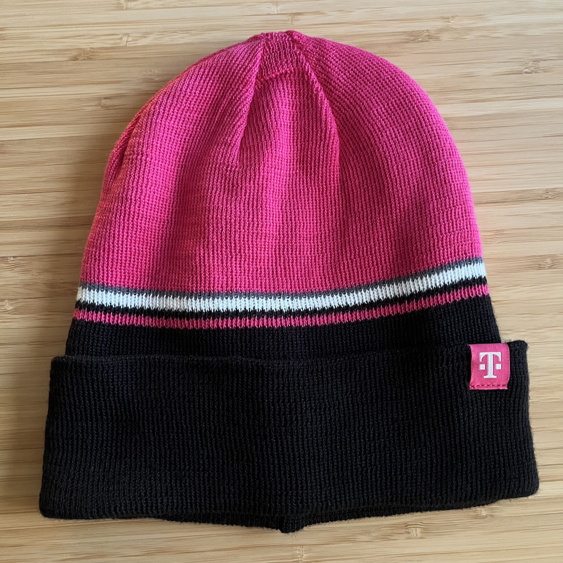 T-Mobile Tuesday Pink/Black T Logo Reversible Beanie NEW