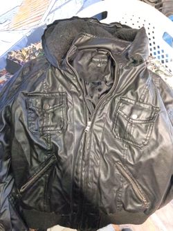 New Look Black Faux Leather Bomber Jacket