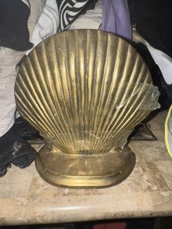 Vintage solid Brass Clamshell bookends