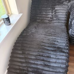 Fluffy Black Loveseat And Lounge Chair