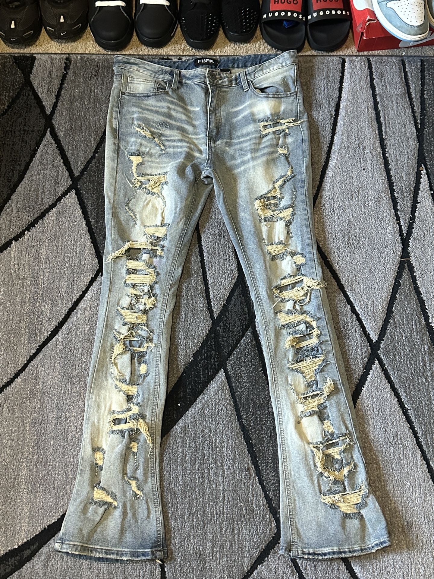 distressed flare jeans